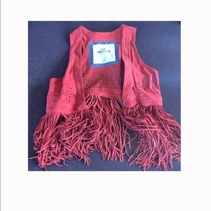 Red Leather fringe party vest!